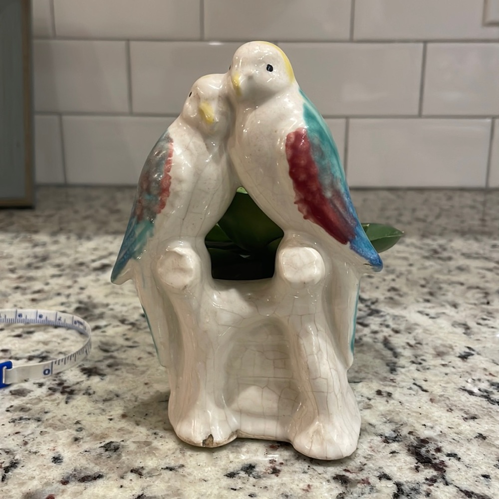 Antique. Vintage. Lovebird planter.